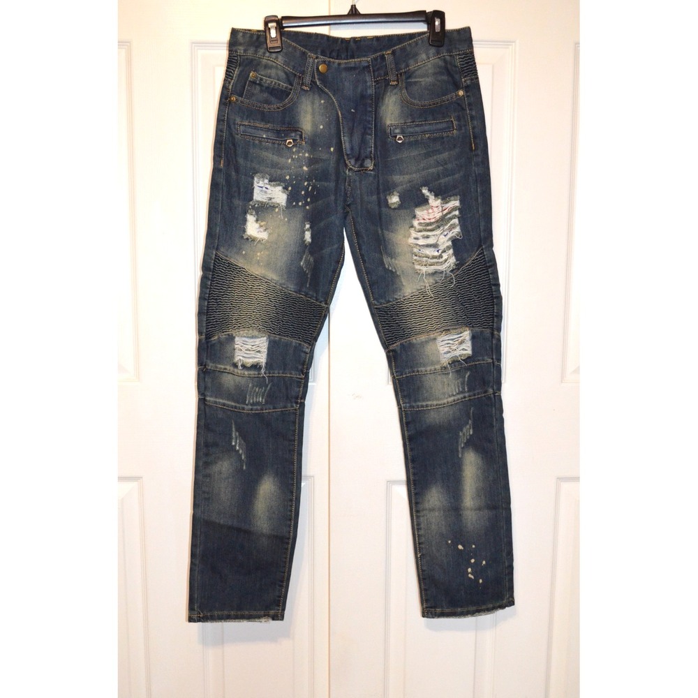 Distressed Jeans Mens 32 x 31.5  Distressed Straight‎ Streetwear